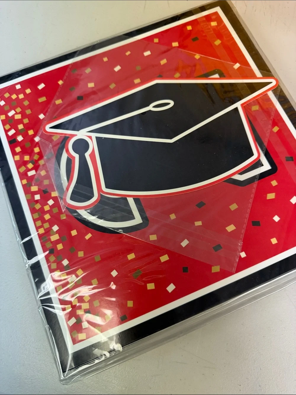 Congrats Grad! Red Graduation room decorations stackable boxes red black 4 pk